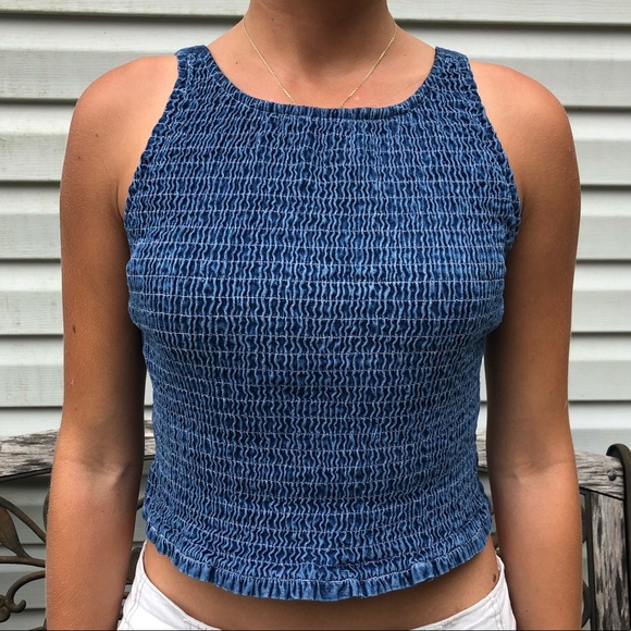 Fits Adult! Vintage Smocked Denim Blouse - Picture 3 of 12